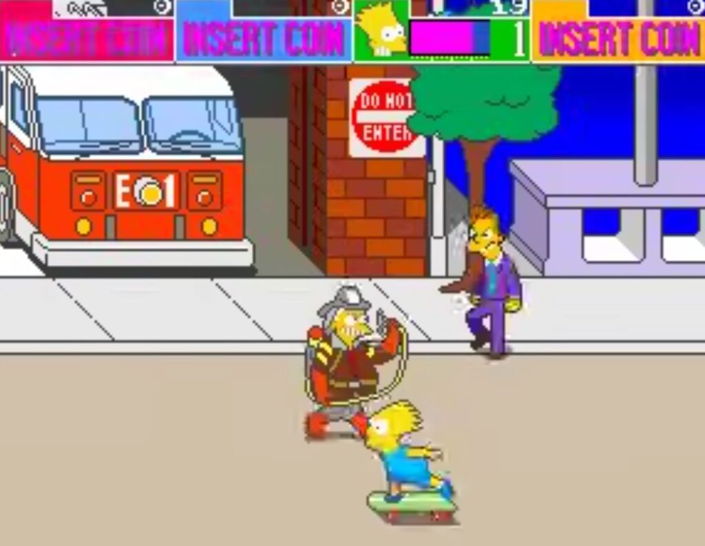 gameplay of the game, bart on skateboard in springfield