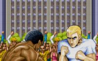 starting animation for street fighter 2, two characters facing each other in a fight