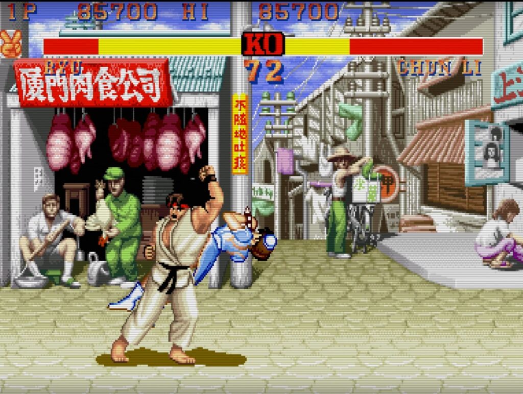 gameplay screen for street fighter 2 ryu vs chun li